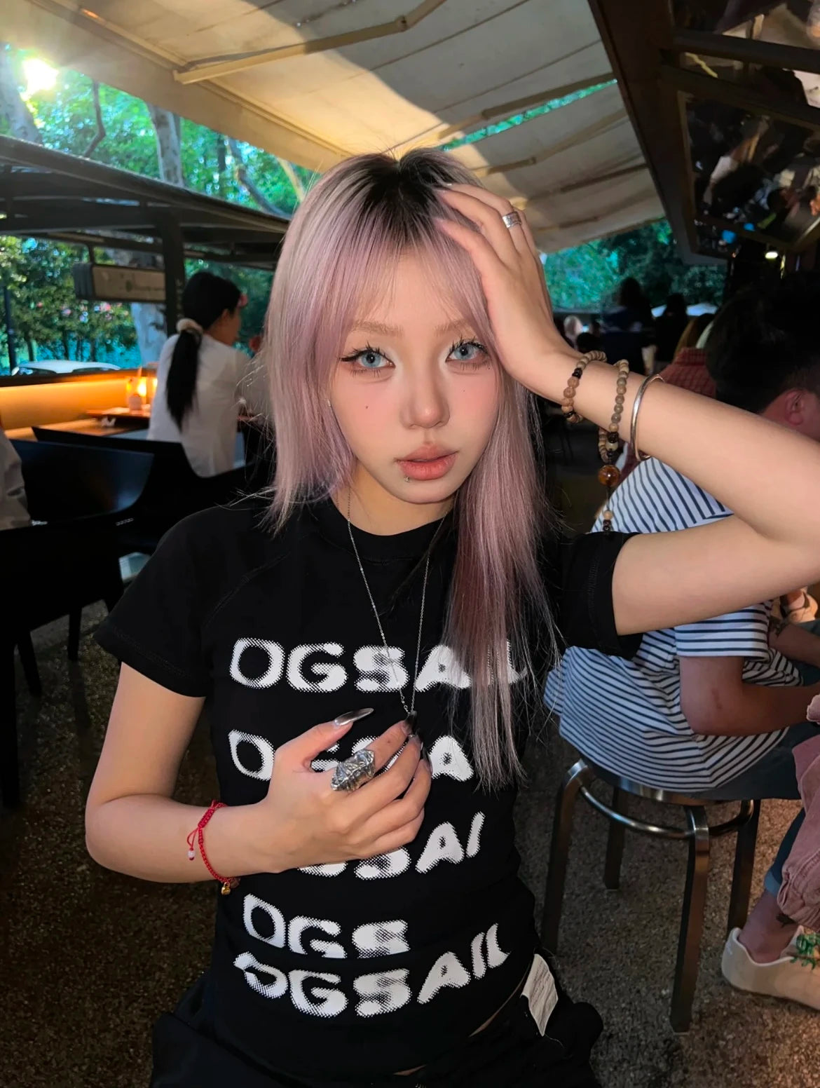 Cathy Dollette American Retro 90s Print Letter TopSlim Short Sleeve  Grunge Top  Black T Shirt Summer Tops