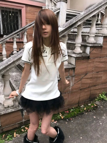 Cathy Dollett Embroidery Short Sleeve Top