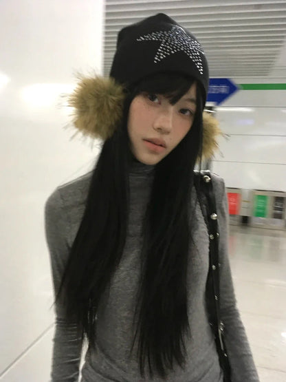 Cathy Dollette Harajuku   Turtleneck Slim Crop Top Japanese Tshirts Streetwear Korean Style Tee Top2000s