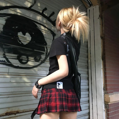 Cathy Dollette Japanese  Graffiti Print  Trashy 2000s Style Short Sleeve T Shirt Vintage Harajuku Streetwear Grunge American