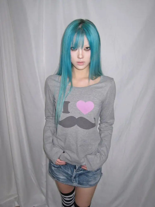 Cathy Dollette Print Graphic T Shirts Long Sleeve Spring TopKorean Fashion 2000s Clothes  Tees Female Clothing 's