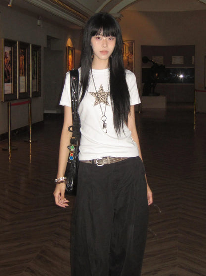 Cathy Dollette Harajuku Print T Shirt  Short Sleeve Leopard Stars Tee TopLoose  Grunge TopJapanese 2000s Tshirts