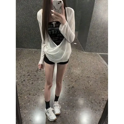 Cathy Dollette Hotsweet Two Piece TopAutumn Long Sleeve Graphic T Shirts Woman Clothes 2000s Clothes  Tees Female Clothing Chic