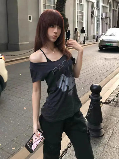 Cathy Dollette Hotsweet Print Letter Graphic T Shirts Woman Clothes Short Sleeve Summer Top2000s Clothes  Goth Tees Female Chic
