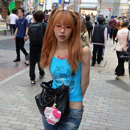 Cathy Dollette Camisole Japanese Harajuku Diamond Cami TopTrashy 2000s Tank Top Grunge Rhinestones Tanktops