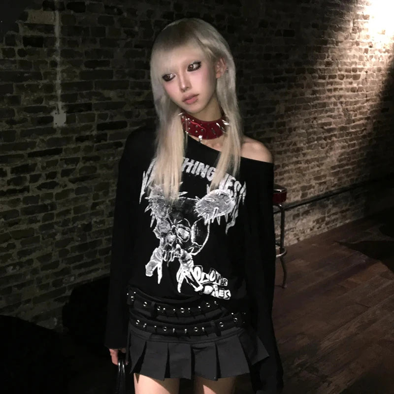 Cathy Dollette Trashy Skull Long Sleeve Top