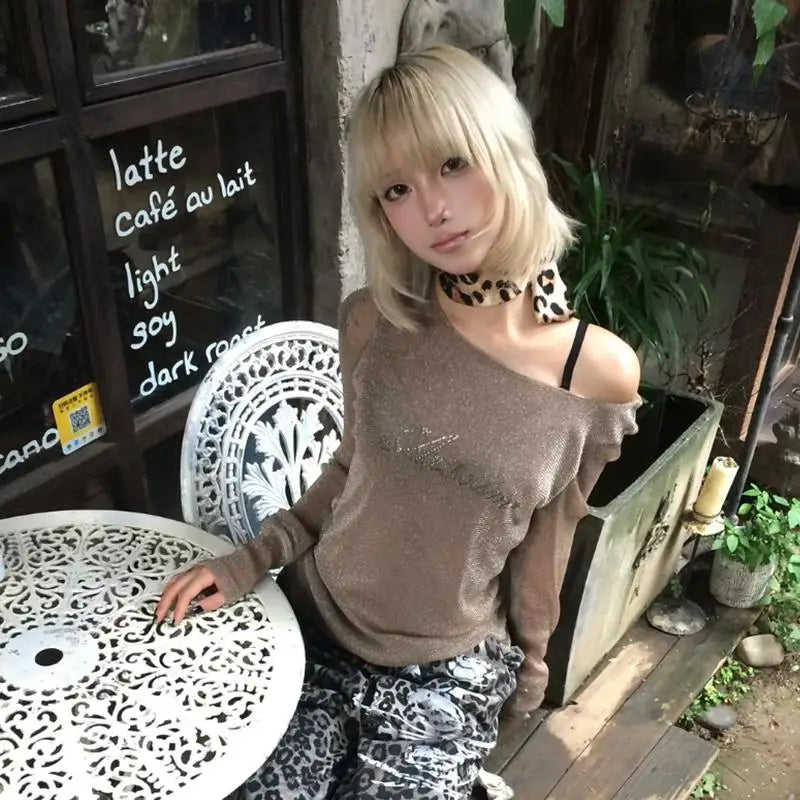 Cathy Dollette Brown glitter See Through Mesh Top