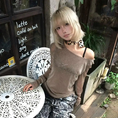 Cathy Dollette Brown glitter See Through Mesh Top
