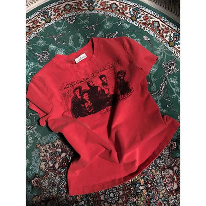Cathy Dollette Streetwear Graphic T Shirts Short Sleeve Summer Short Sleeve Korean Fashion 2000s Clothes  Tees Female Clothing