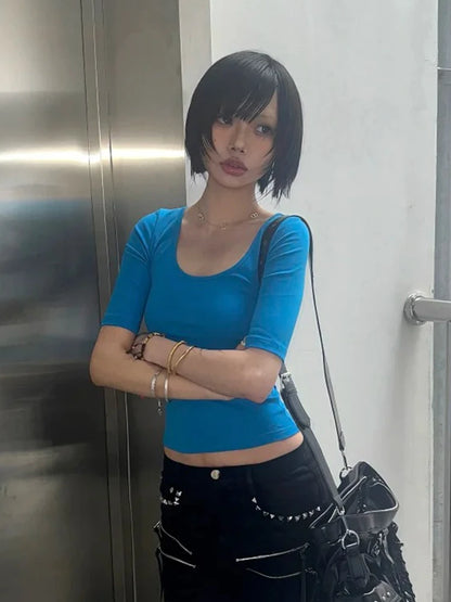 Cathy Dollette Half Sleeve Crop Top