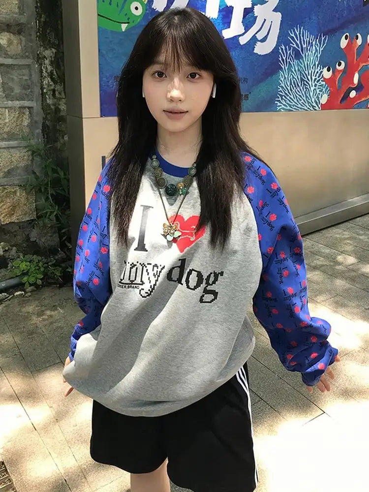 Cathy Dollette Harajuku Print T Shirt  Patchwork Loose Casual Tee Top Japanese Grunge TopAmerican Retro Autumn