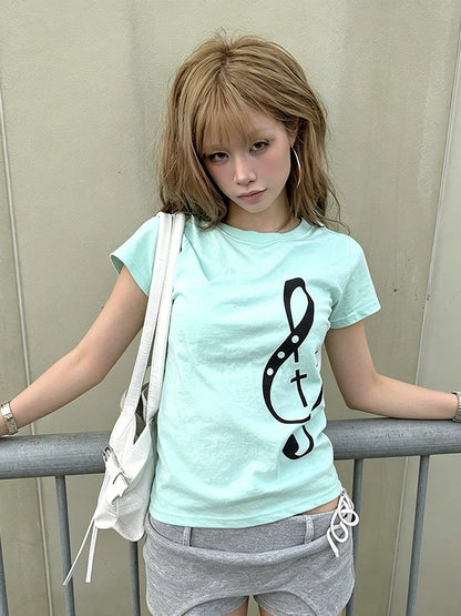 Cathy Dollette Music Note Short Sleeve Cotton T-shirt