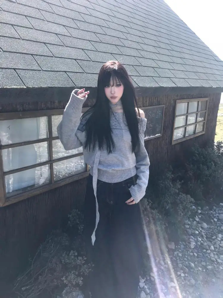Cathy Dollette Hotsweet Off Shoulder Knitwear Sweater  Long Sleeve Autumn Winter Pullovers Korean Fashion Female Jumpers  Chic