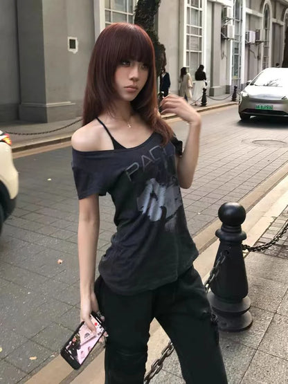 Cathy Dollette Hotsweet Print Letter Graphic T Shirts Woman Clothes Short Sleeve Summer Top2000s Clothes  Goth Tees Female Chic