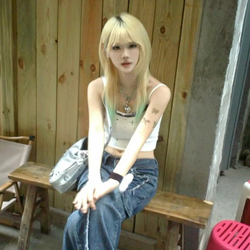 Cathy Dollette Japanese  Lace Camisole Vintage Harajuku White Cami TopTrashy 2000s s Tank Top Grunge Korean Popular 90s