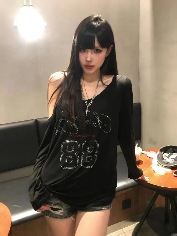 Cathy Dollette Gothic Black Graphic T Shirts Long Sleeve 2000s Clothes  Autumn TopYouthful Woman Clothes Tees Female Clothing Chic