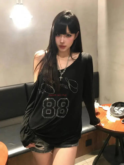 Cathy Dollette Gothic Black Graphic T Shirts Long Sleeve 2000s Clothes  Autumn TopYouthful Woman Clothes Tees Female Clothing Chic