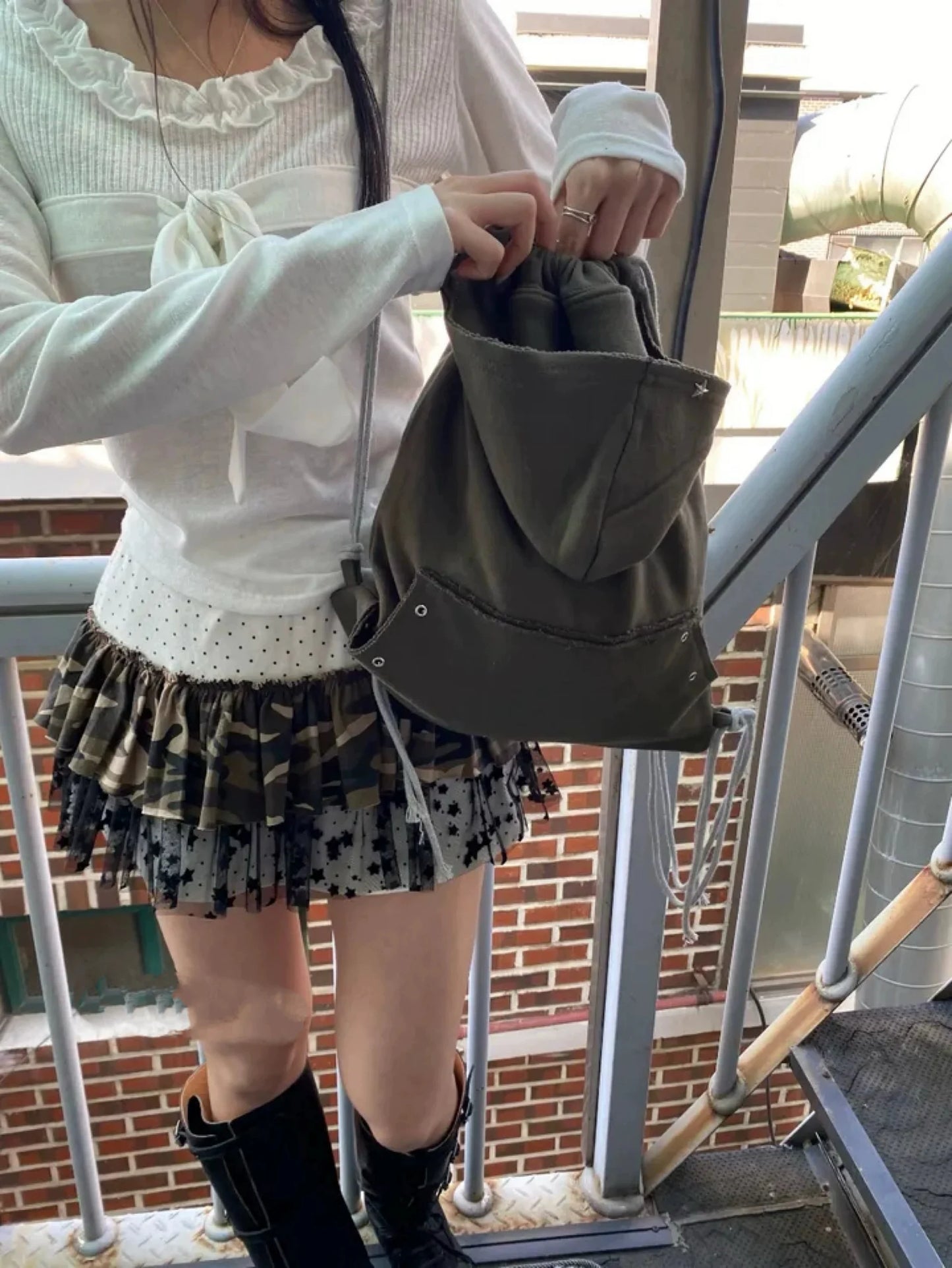 Cathy Dollette Korean Style Skirt  Patchwork Tie Dye Mini Skirt A-line  Vintage Tutu Skirt Lace 2000s Japanese Streetwear