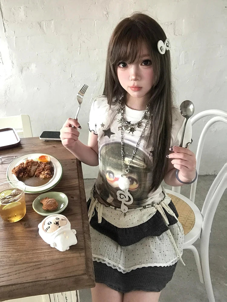 Cathy Dollette Hotsweet Kawaii Graphic T Shirts Woman Clothes Short Sleeve Japan Style 2000s Clothes  Tees Female Clothing