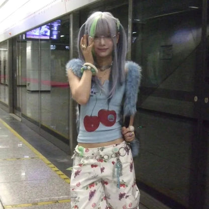 Cathy Dollette Japanese  Tank Top Vintage Harajuku Ribbbed Top Trashy 2000s Zipper Tanktop Grunge s Crop Top American Retro