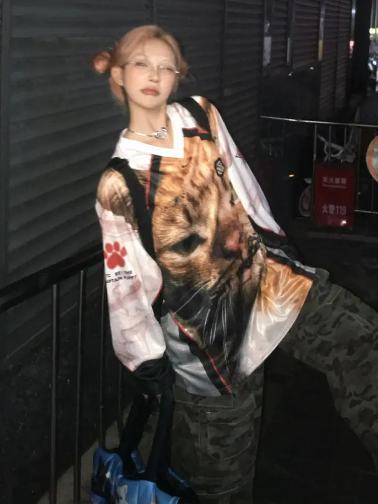 Cathy Dollette Graphic T Shirts 's  2000s Clothes  Korean Fashion Long Sleeve Tees Female Hotsweet Loose Goth Autumn