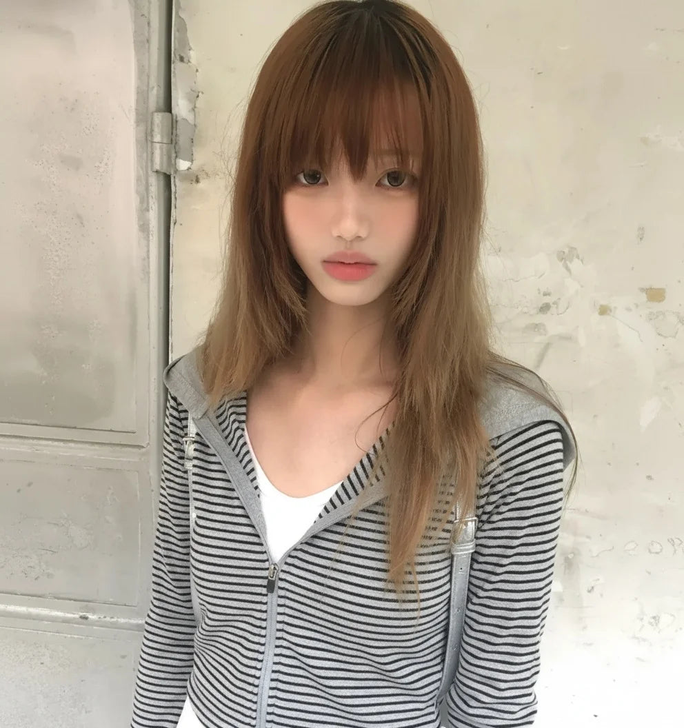 Cathy Dollette  Japanese Hoodies  Long Sleeve Striped Sweatshirt Streetwear American Striped Hoodies With Zipper E-girls
