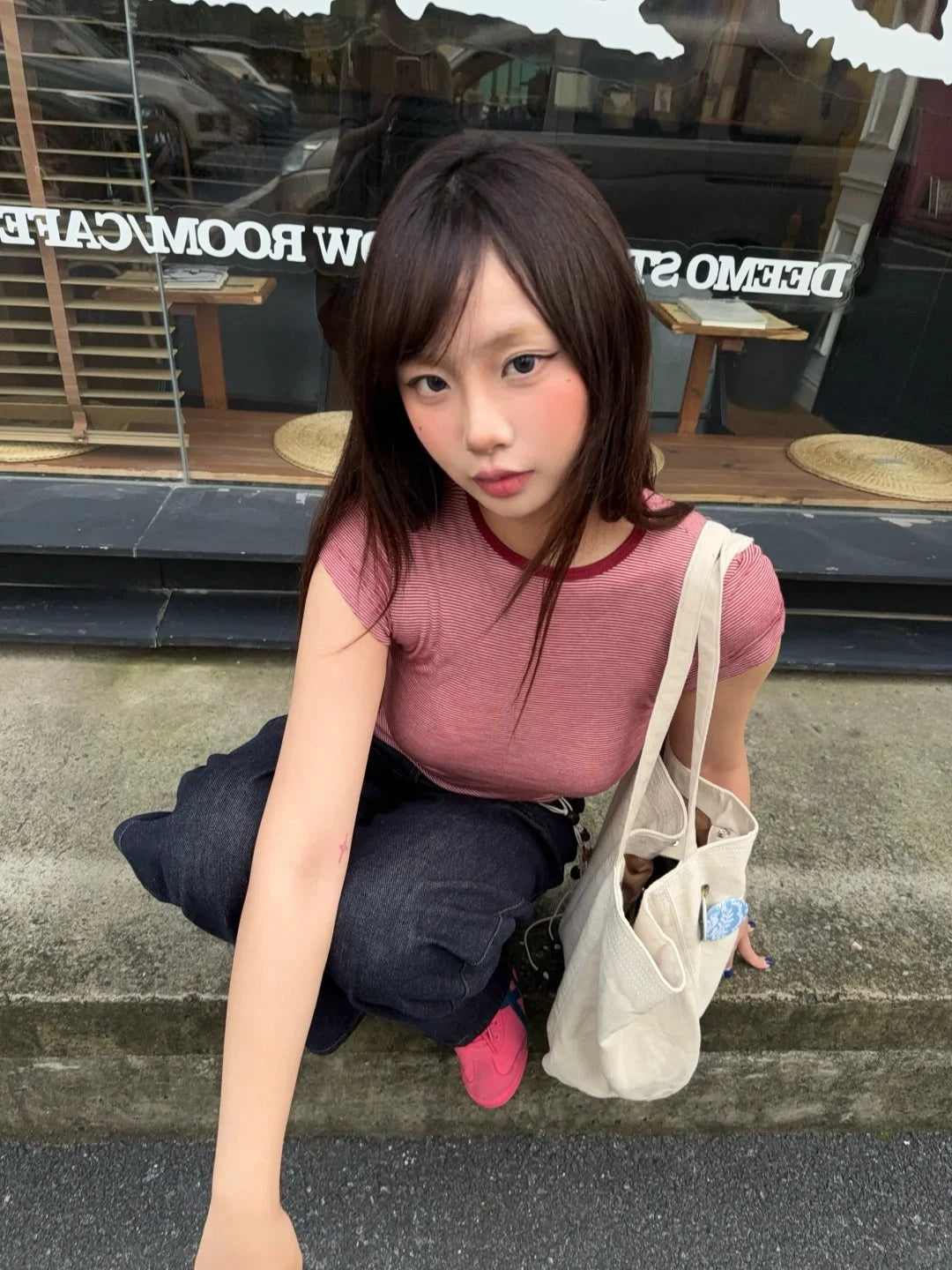 Cathy Dollette Harajuku Striped T Shirt  Short Sleeve Slim  Vintage Crop TopClassic American Retro Basic Tshirts Streetwear