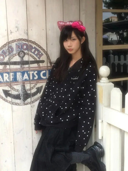 Cathy Dollette Korean Style Hoodies  Polka Dot Japanese 2000s  Sweatshirt E-girls Streetwear Print Graphic Hoodies Coat