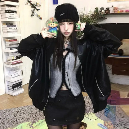 Cathy Dollette Gothic Sweater  Knitted Tie Dye Cardigan Patchwork  Vintage Top American Retro 90s Winter Pullover