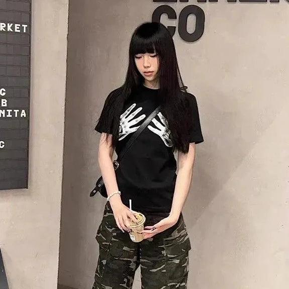 Cathy Dollette Cotton Graphic T Shirts Woman Clothes Short Sleeve Summer TopFunny Print Tees Female Clothing 2000s Clothes  Goth