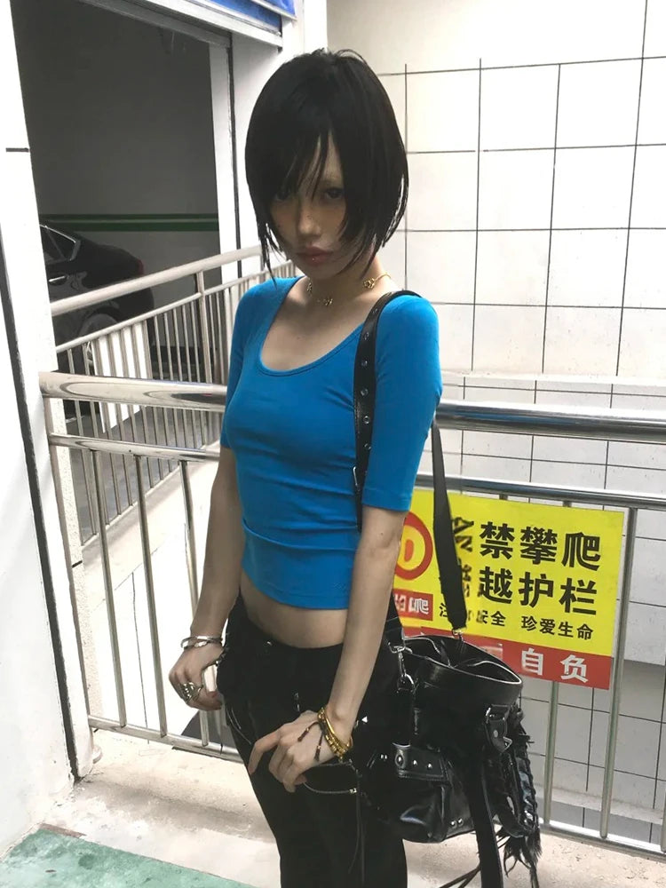 Cathy Dollette Half Sleeve Crop Top