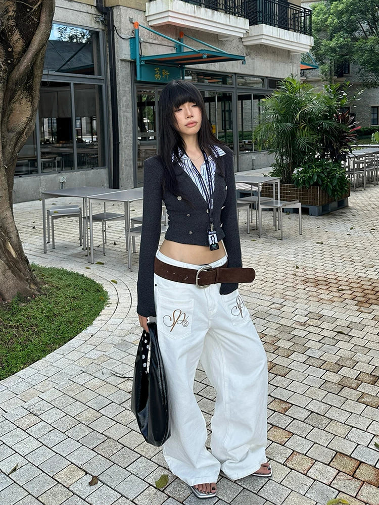 Cathy Dollette England Style Patchwork Fake Two Piece TopAutumn T Shirt  Clothes Long Sleeve 2000s Clothes  Tees Female Chic