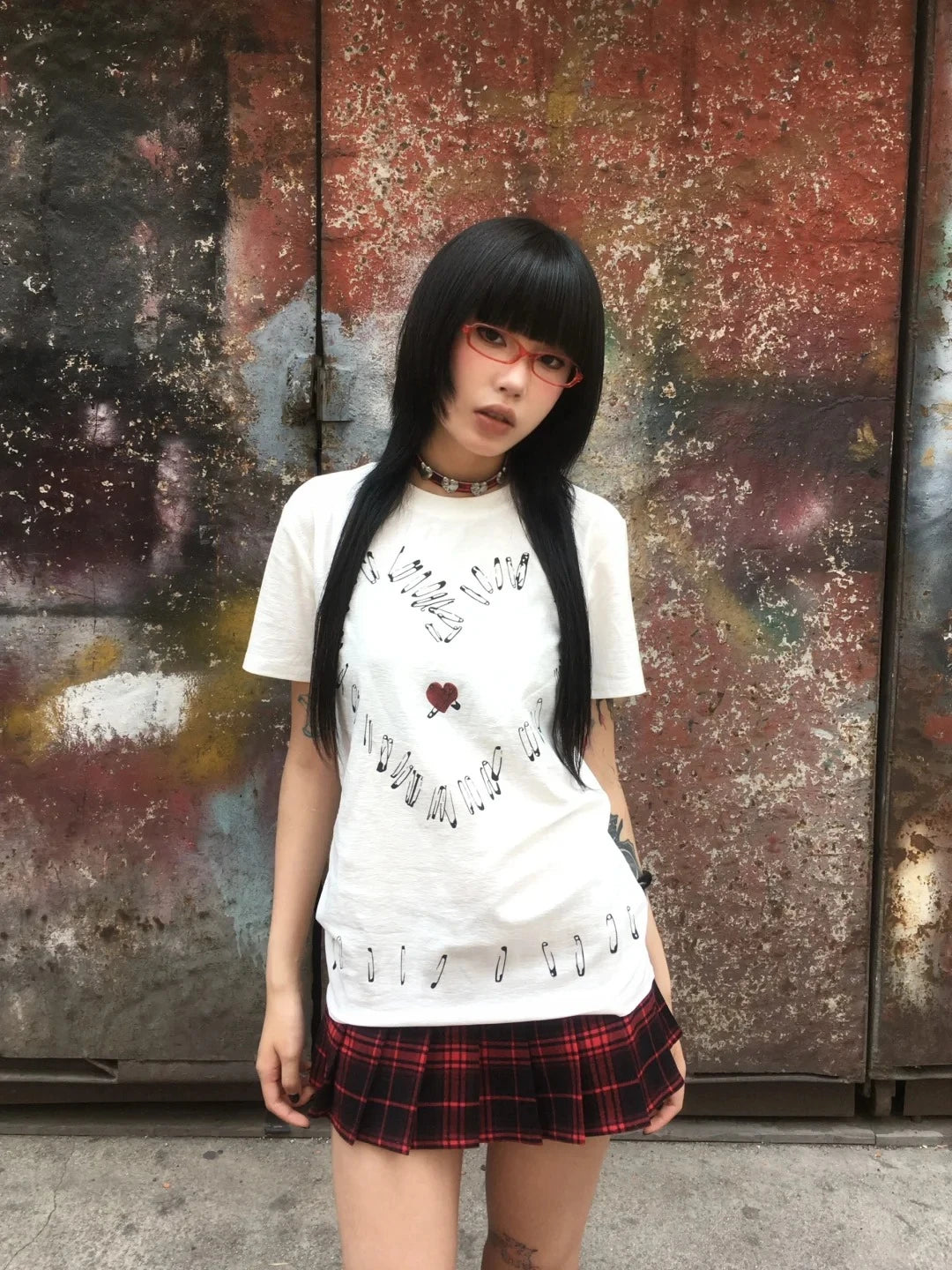Cathy Dollette Gothic Retro T Shirt  Short Sleeve Print Graphic Top Grunge TopWhite Japanese 2000s Tshirt E-girls