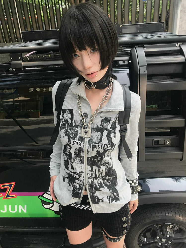 Cathy Dollette Graphic T Shirts 2000s Clothes  Tees Female Korean Fashion Long Sleeve Hotsweet Goth 's  Autumn Topchic
