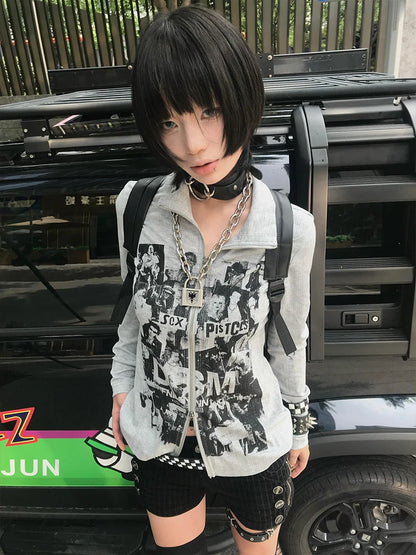 Cathy Dollette Graphic T Shirts 2000s Clothes  Tees Female Korean Fashion Long Sleeve Hotsweet Goth 's  Autumn Topchic
