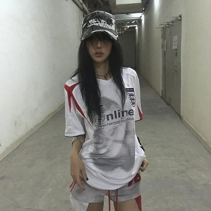 Cathy Dollette Grunge  Jersey  Trashy 2000s Style Graphic Short Sleeve T Shirt Japanese   Streetwear American Retro