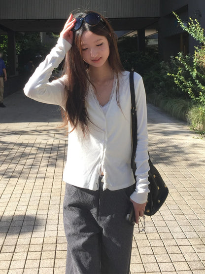 Cathy Dollette  Japanese   Long Sleeve Lace Patchwork Vintage Crop Top Korean Style Tshirts E-girls Tops