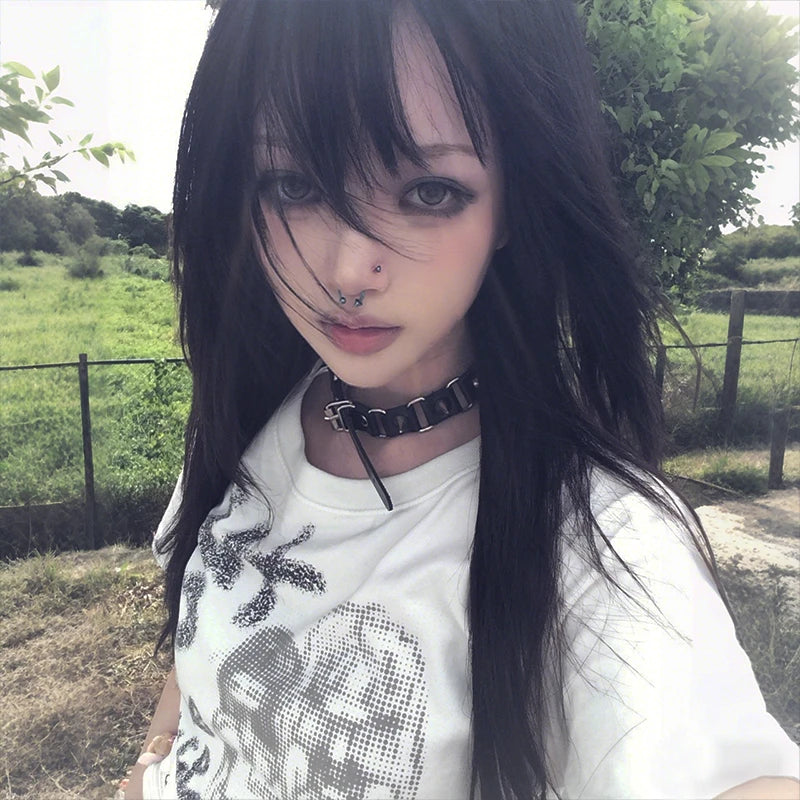 Cathy Dollette Japanese  Anime Print  Vintage Harajuku Short Sleeve Tee Shirt 2000s s Streetwear American Retro 90s