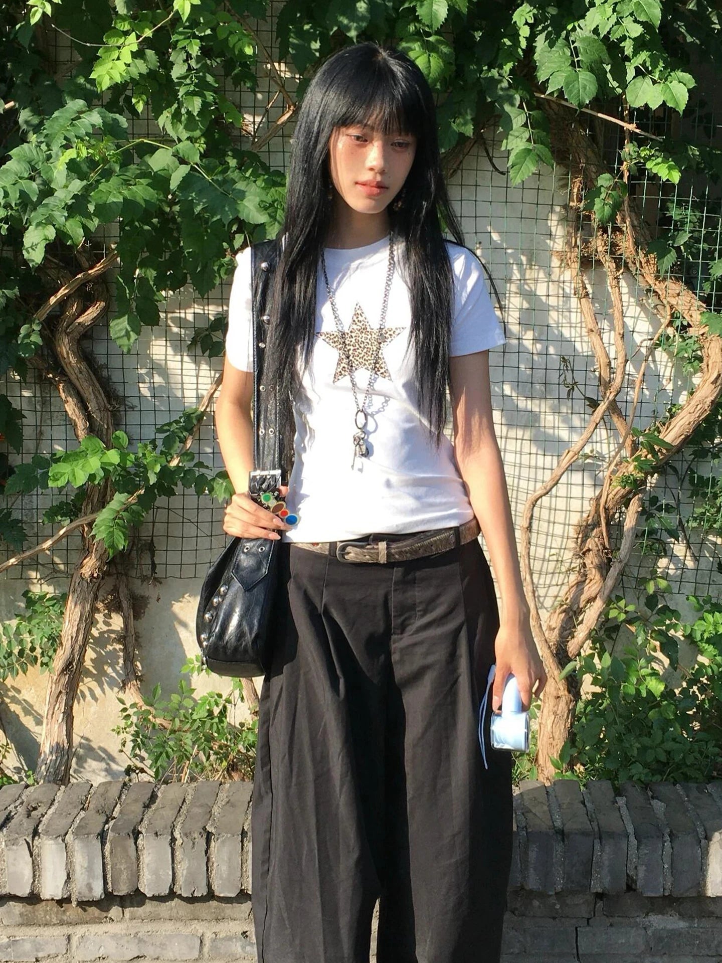 Cathy Dollette Harajuku Print T Shirt  Short Sleeve Leopard Stars Tee TopLoose  Grunge TopJapanese 2000s Tshirts