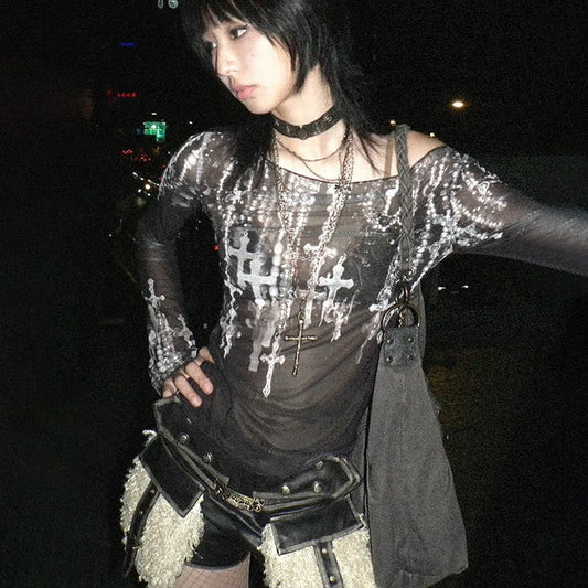 Cathy Dollette Mesh Harajuku See Through Long Sleeve
