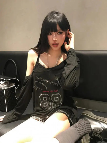Cathy Dollette Gothic Black Graphic T Shirts Long Sleeve 2000s Clothes  Autumn TopYouthful Woman Clothes Tees Female Clothing Chic
