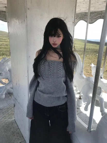 Cathy Dollette Hotsweet Off Shoulder Knitwear Sweater  Long Sleeve Autumn Winter Pullovers Korean Fashion Female Jumpers  Chic