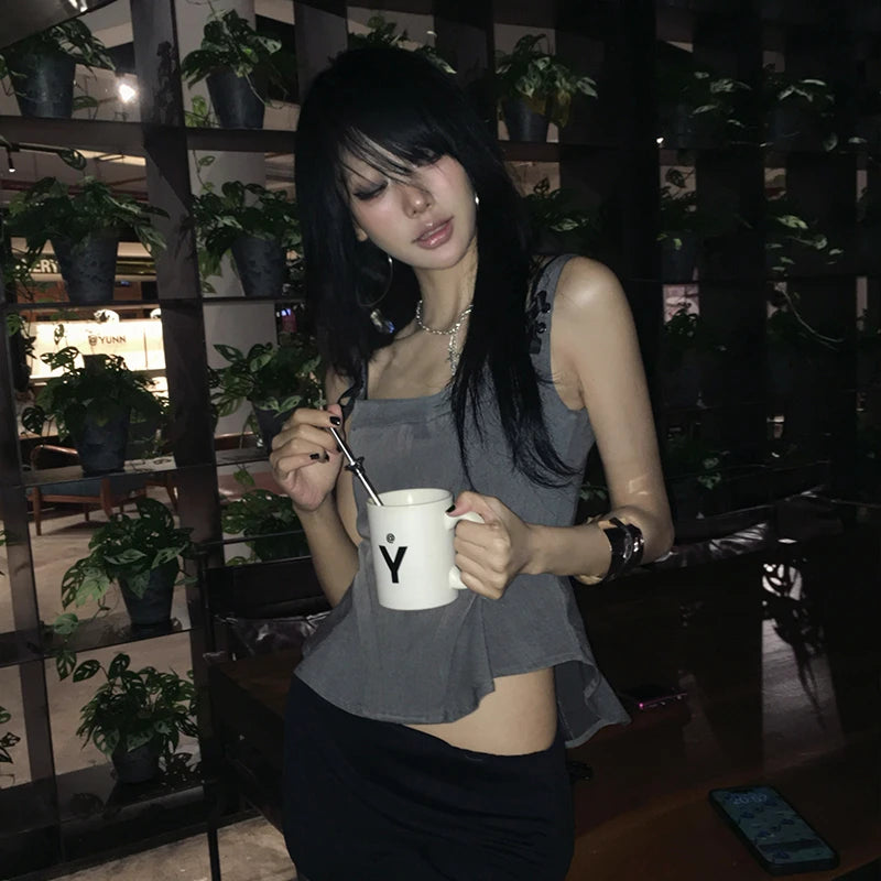 Cathy Dollette Grunge s Irregular Tank Top Trashy 2000s Style Bow-knot Camis TopJapanese  Sleeveless Crop Top American