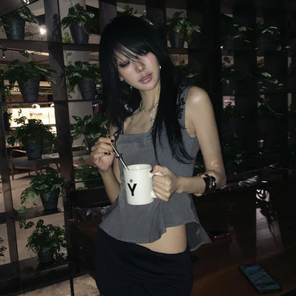 Cathy Dollette Grunge s Irregular Tank Top Trashy 2000s Style Bow-knot Camis TopJapanese  Sleeveless Crop Top American