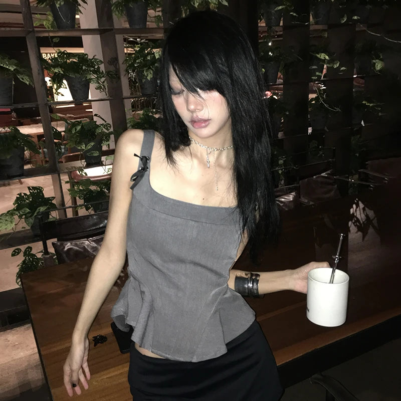 Cathy Dollette Grunge s Irregular Tank Top Trashy 2000s Style Bow-knot Camis TopJapanese  Sleeveless Crop Top American