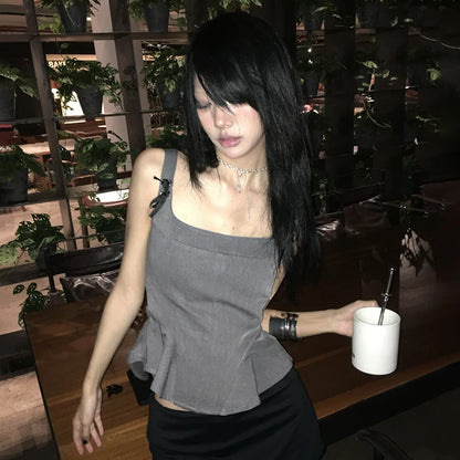 Cathy Dollette Grunge s Irregular Tank Top Trashy 2000s Style Bow-knot Camis TopJapanese  Sleeveless Crop Top American