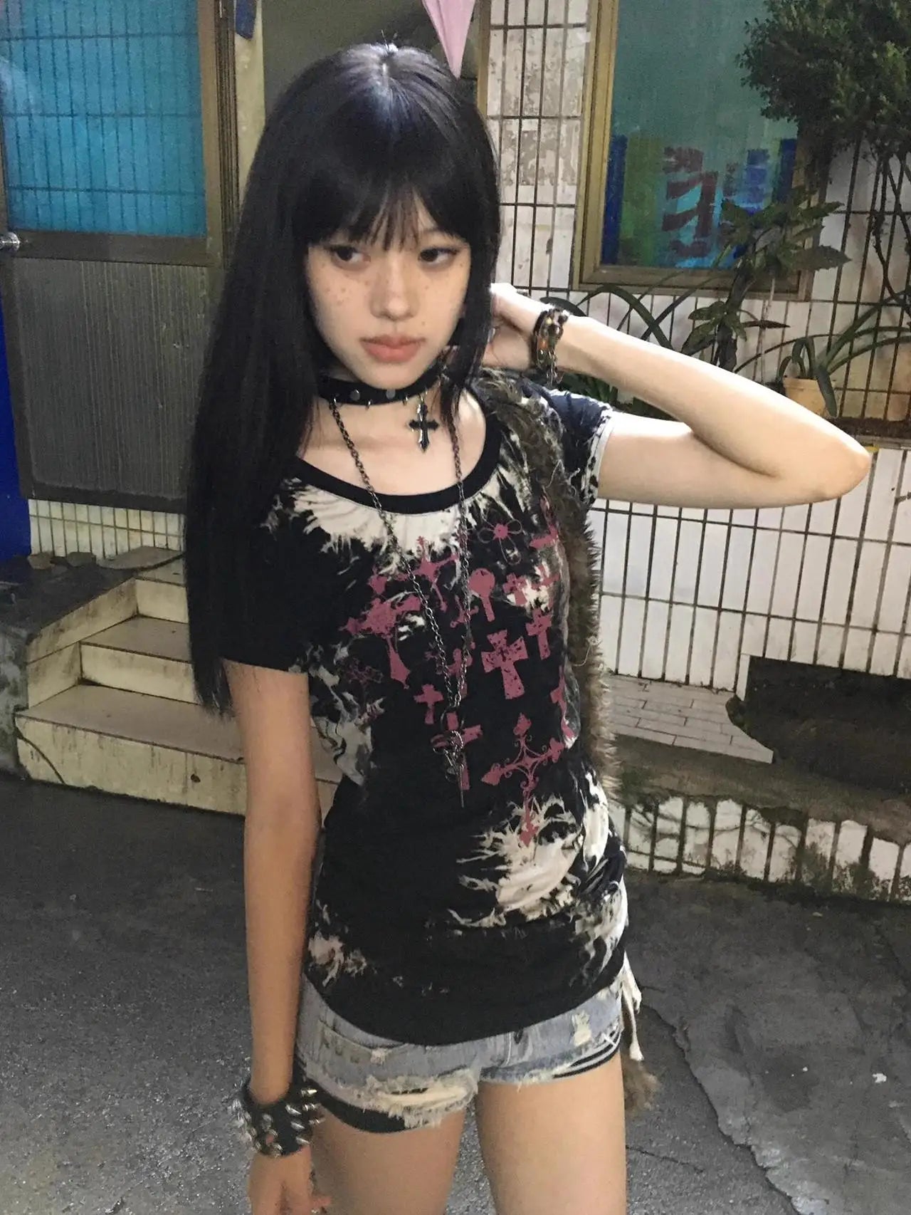 Cathy Dollette Gothic Graphic T Shirts Woman Clothes Short Sleeve Japan Style 2000s Clothes  Summer TopBlack Tees Female Clothing