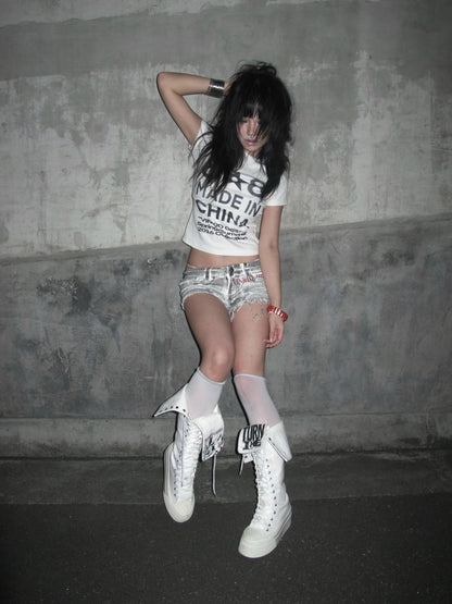 Cathy Dollette Emo Short Sleeve Crop Top