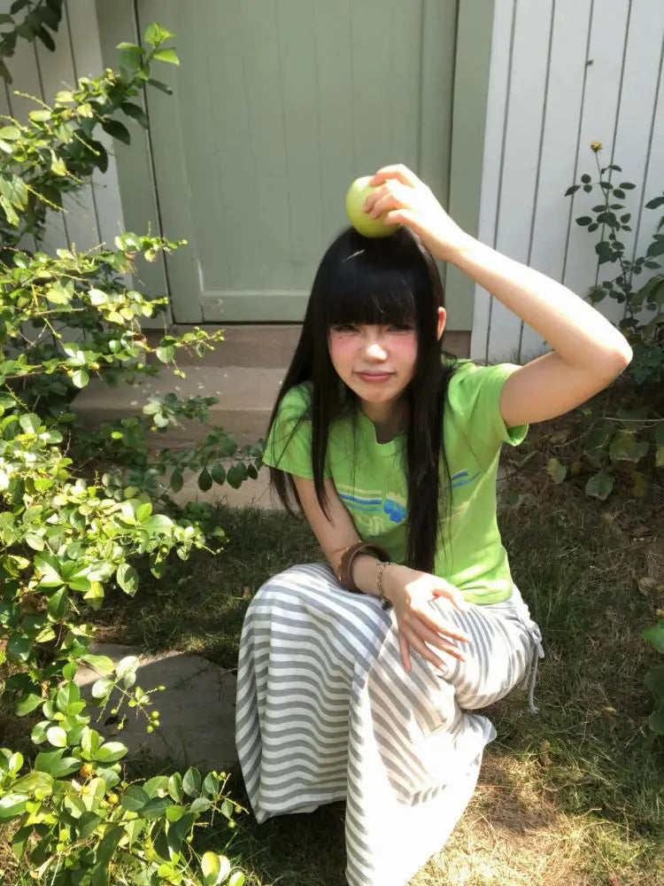 Cathy Dollette Hotsweet Green  Woman Clothing Short Sleeve Korean Fashion Summer Top2000s Clothes  Tees Female Clothing