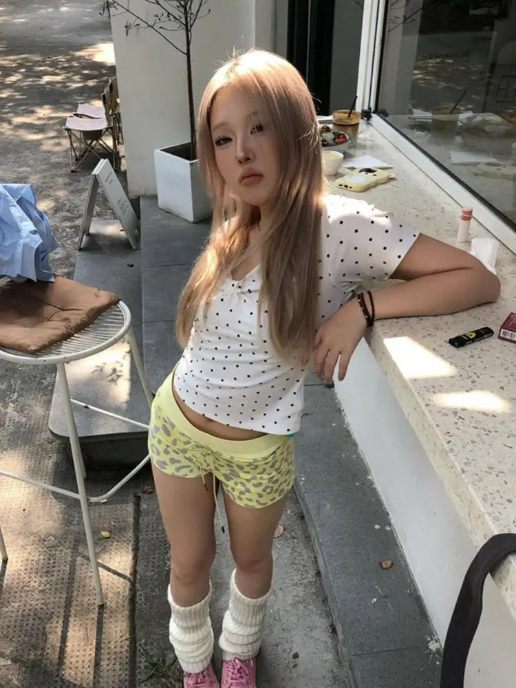 Cathy Dollette Sweet Polka Dot  Woman Clothes Short Sleeve Korean Fashion 2000s Clothes  Summer TopTees Female Clothing